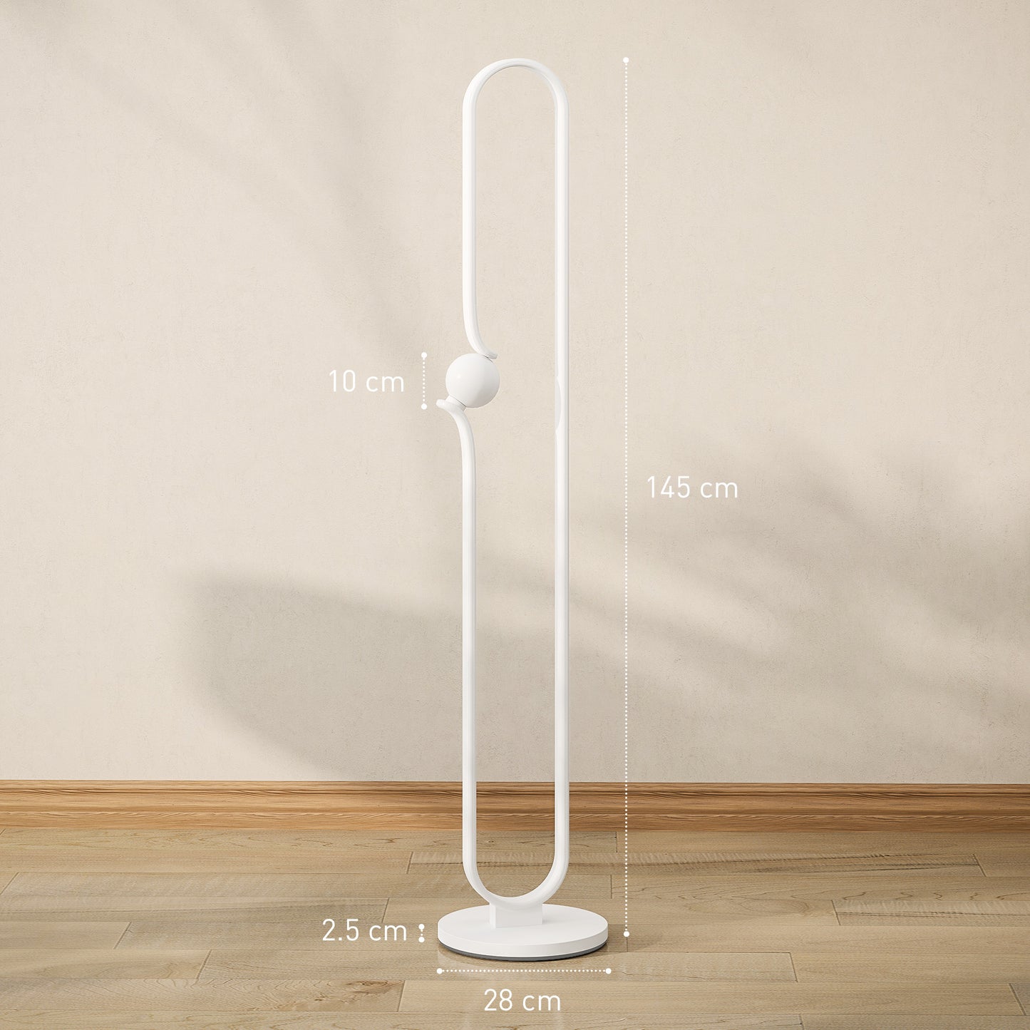 HOMCOM LED Floor Lamp Dimmable With Glass Night Light And Foot Switch For Living Room Bedroom Office White
