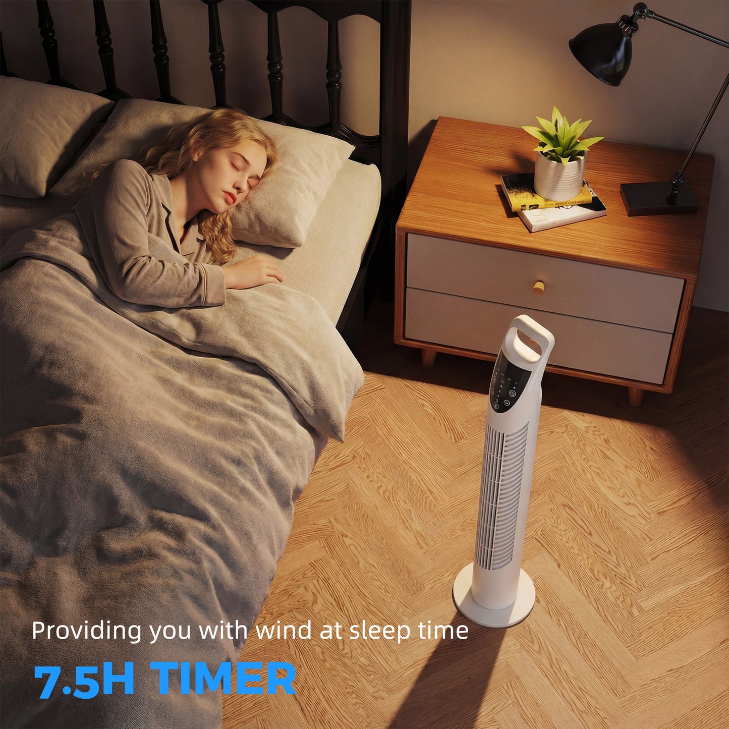 HOMCOM Tower Fan Oscillating With Remote Control 3 Speeds 3 Wind Modes Natural Normal Sleep 40W Timer White