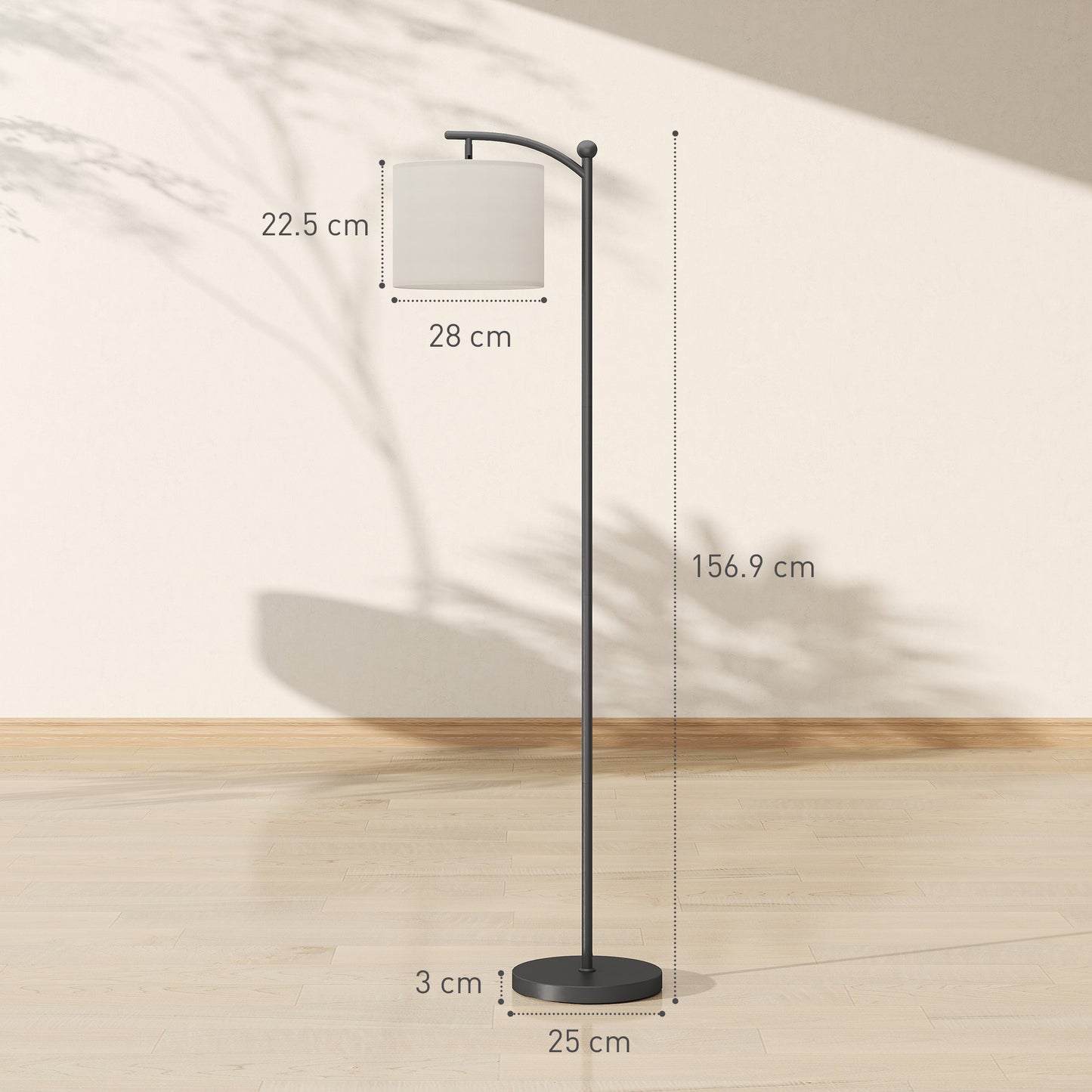 HOMCOM LED Floor Lamp With Remote Control 11 Level Brightness And Color Temperature From Warm To Cool White Black Finish