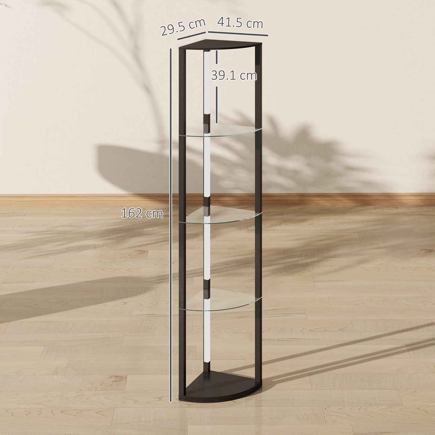 HOMCOM LED Floor Lamp With Shelves Five Tier Frosted Glass Dimmable Standing Lamp With Foot Switch Living Room Black