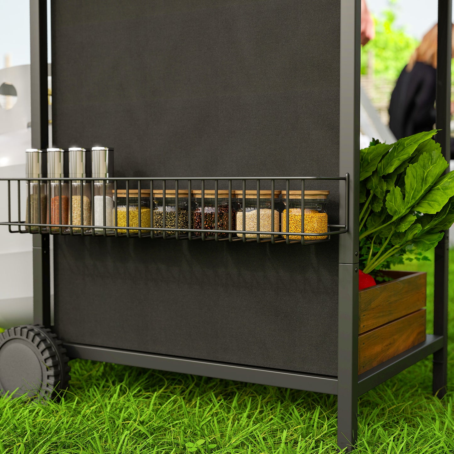 Outsunny Four Burner Gas Grill BBQ With Side Burner Warming Rack 1776 Cm2 Grilling Area Black