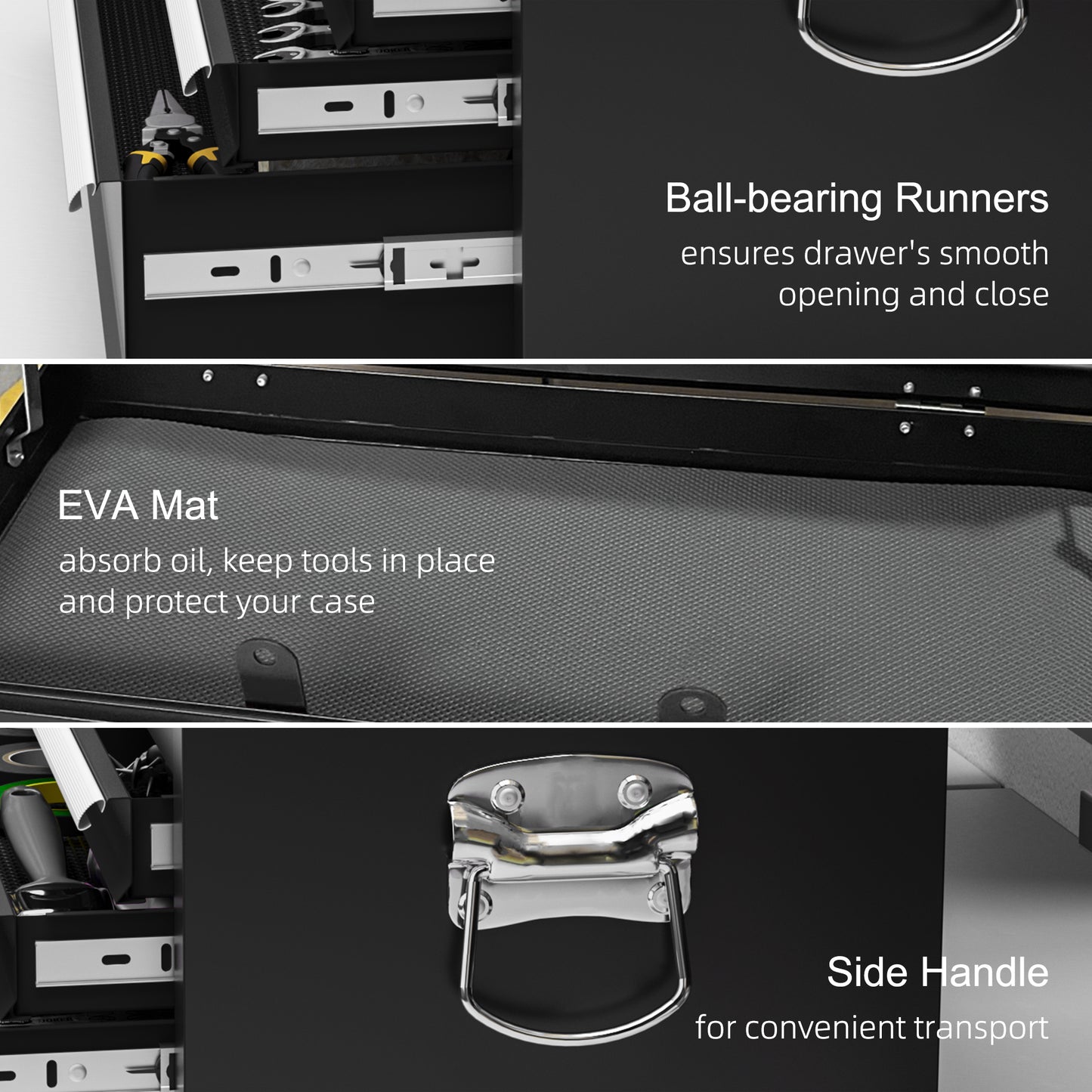 DURHAND Portable Lockable 6-Drawer Tool Chest with Top Case and Ball Bearing Runners - Durable Metal Toolbox in Black - ALL4U RETAILER LTD