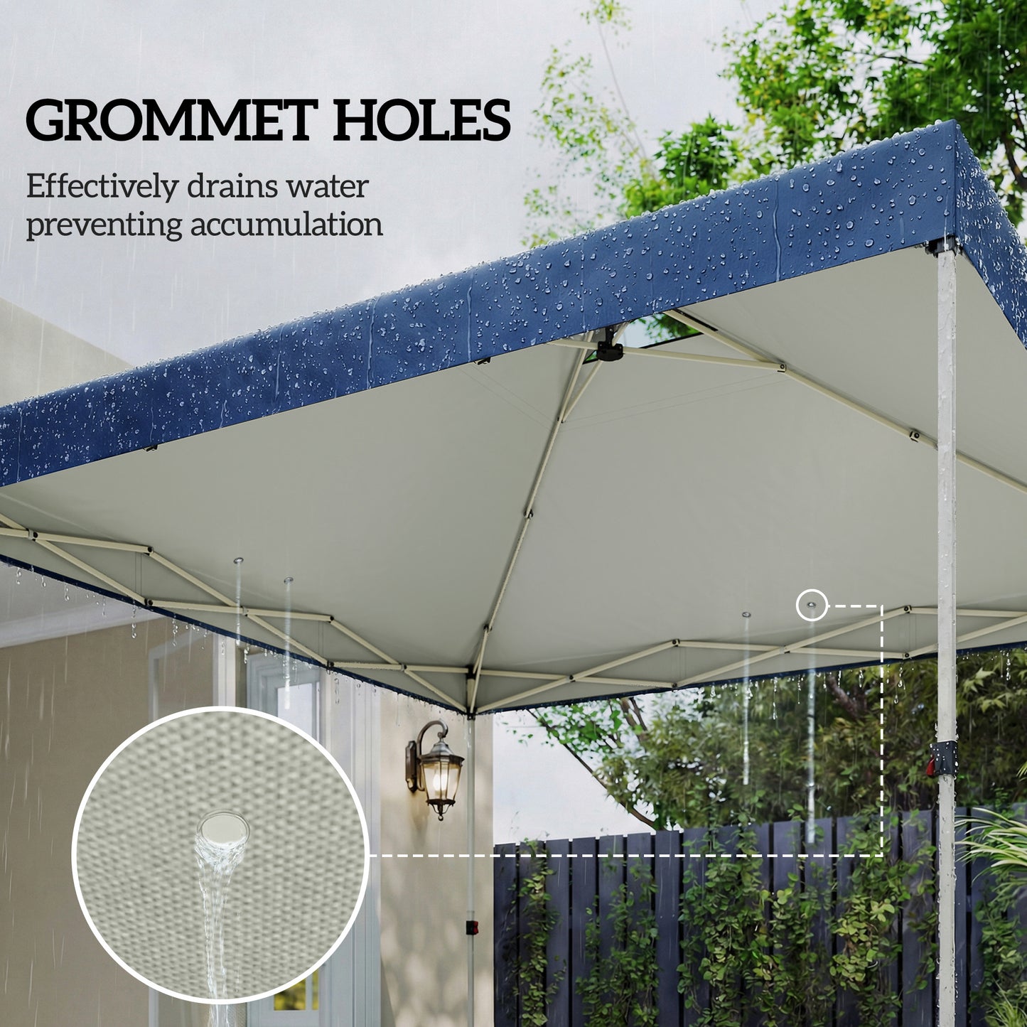 Outsunny Gazebo Roof Replacement UV 50 Plus Waterproof Pop Up Canopy Cover 3 x 3 m Blue With Eight Drainage Holes