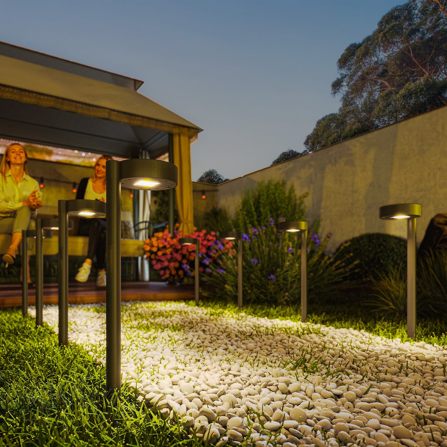 Outsunny Solar Lights Outdoor Garden Stake 8 Pack Pathway Lighting LED Auto On Off IP44 Waterproof Plastic