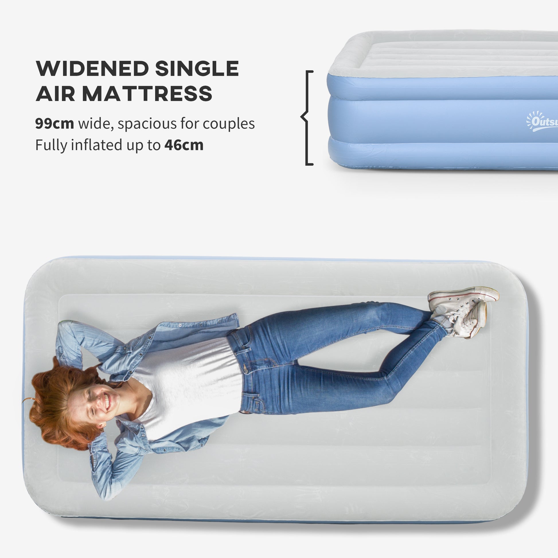 Outsunny Premium Single Inflatable Air Mattress with Built-In Quick-Fill Electric Pump - ALL4U RETAILER LTD