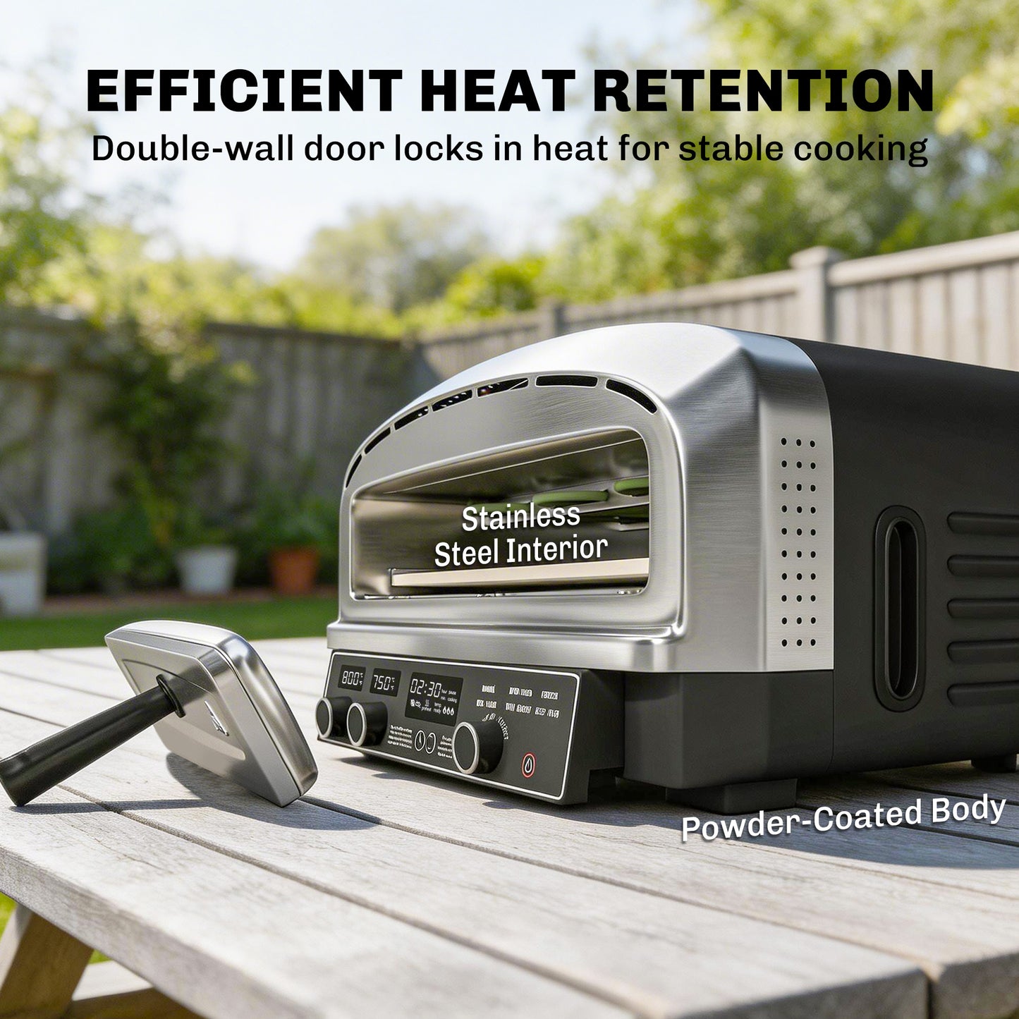 Outsunny Outdoor Electric Pizza Oven with Dual Heat Control and Six Presets 37 cm Stone and Peel