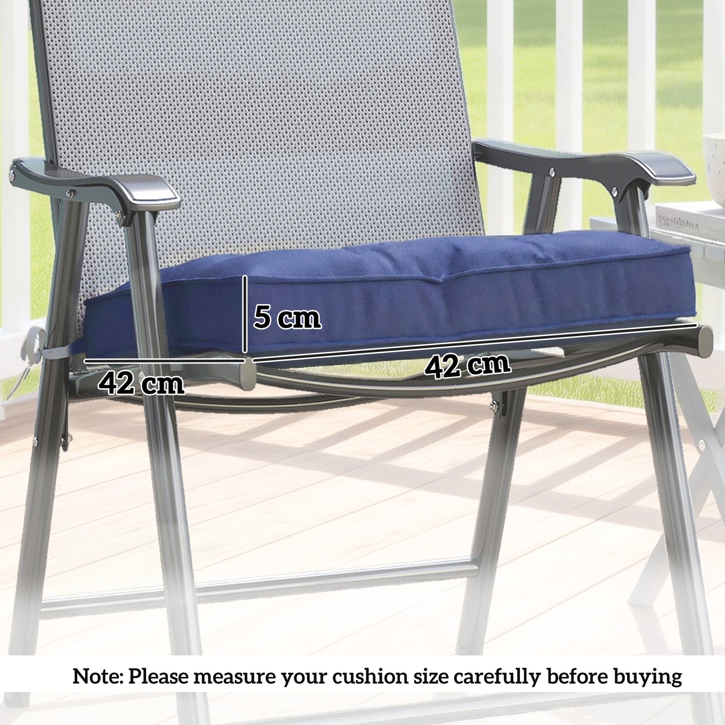 Outsunny Garden Seat Cushion Set Of Four With Ties 42 x 42 Cm Dark Blue Replacement Dining Chair Pad