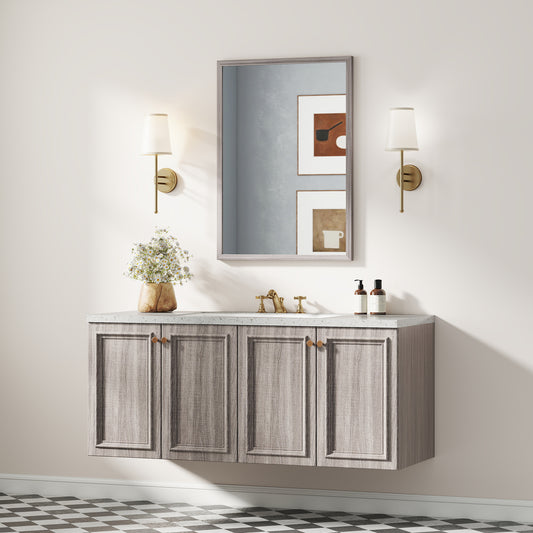 HOMCOM Wall Mounted Mirror 50 x 70 cm Grey Shatter Proof For Bathroom Living Room Bedroom Hallway