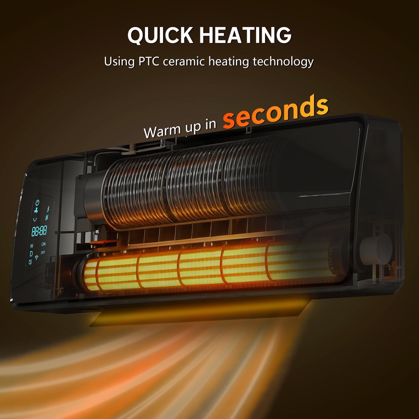 HOMCOM 2000W Ceramic Electric Space Heater With Fan And Adjustable Thermostat Wall Mounted Black