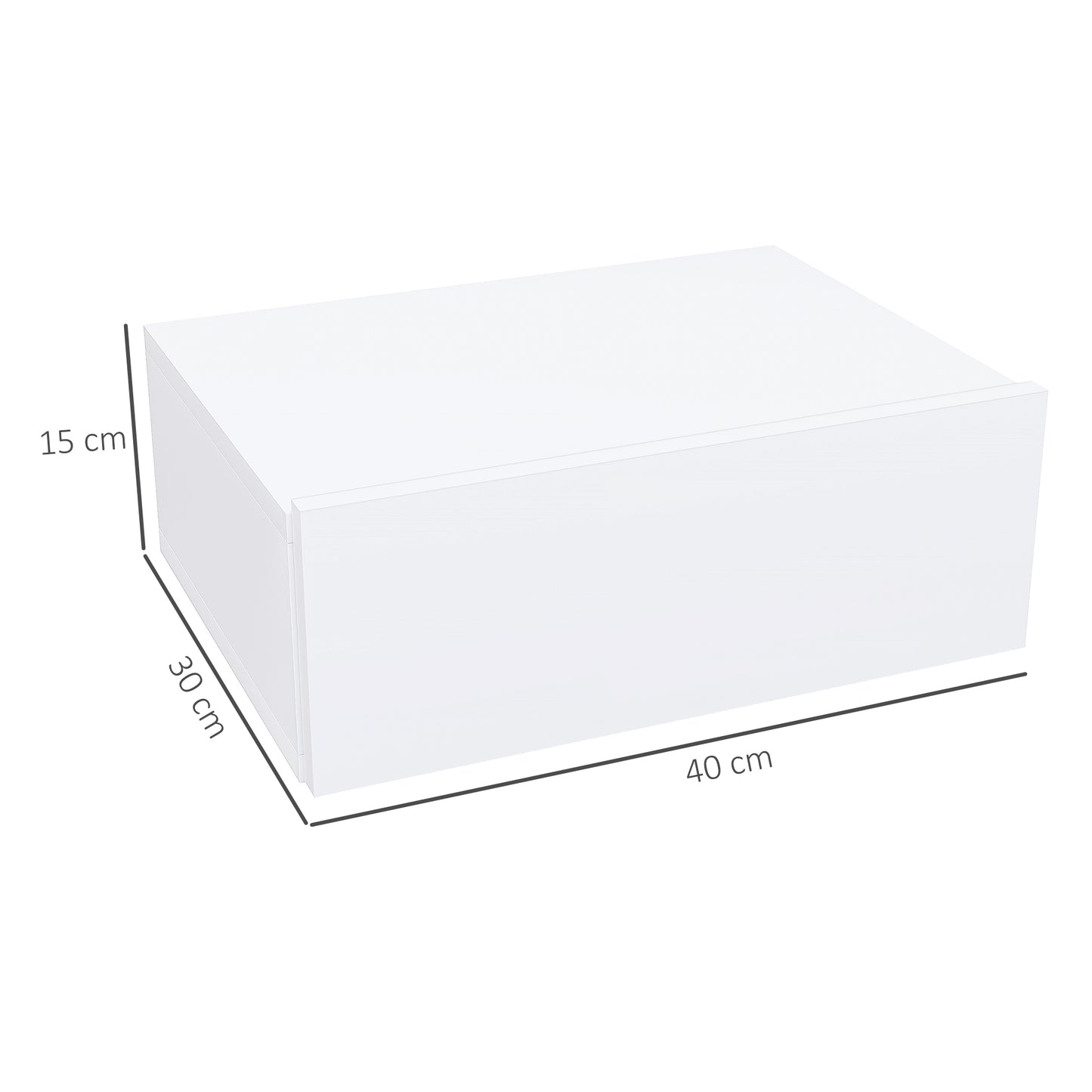 HOMCOM Floating Bedside Table Wall Mounted Nightstand With Storage Drawer White Finish