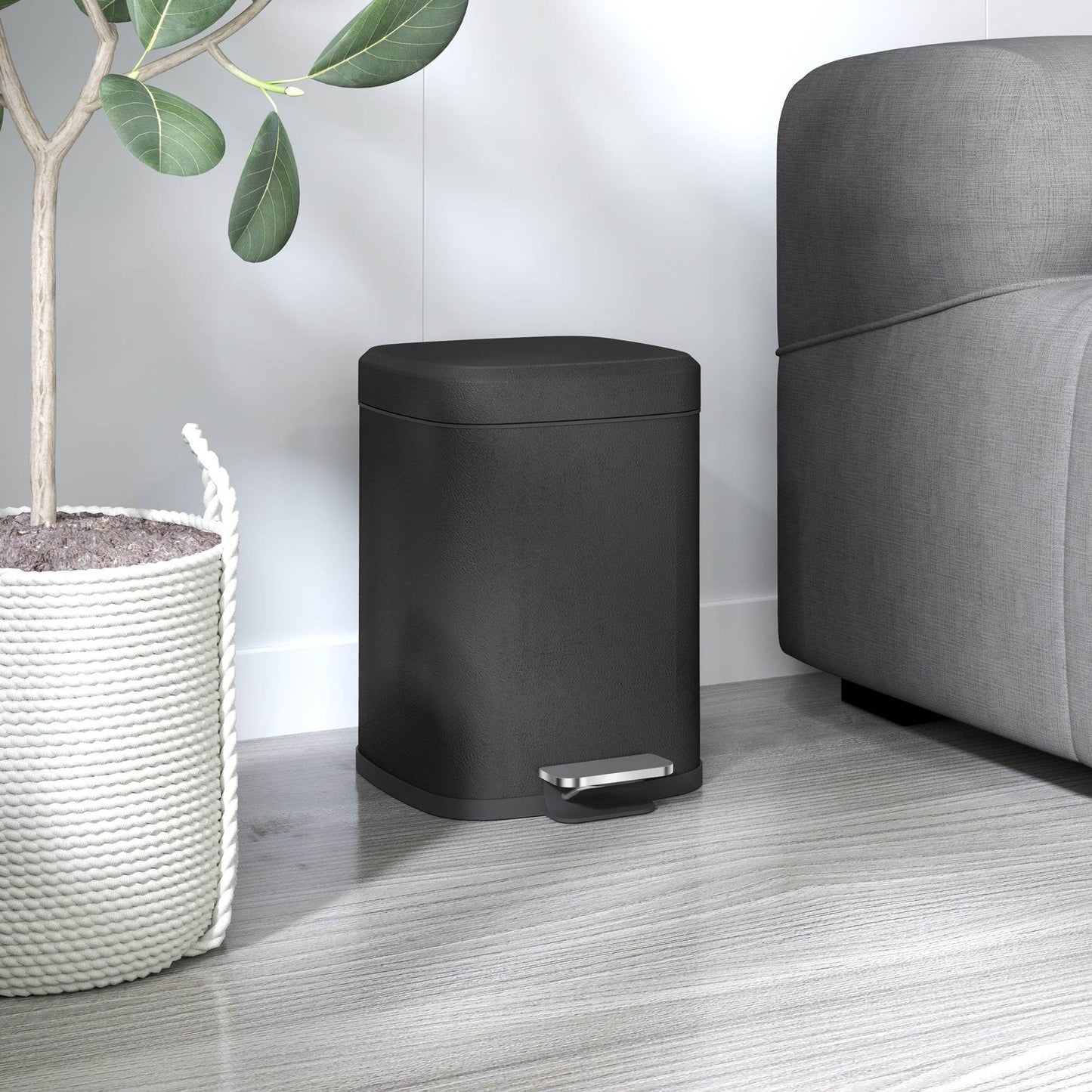 HOMCOM 12L Stylish Black Metal Kitchen Trash Bin - Compact Design - ALL4U RETAILER LTD