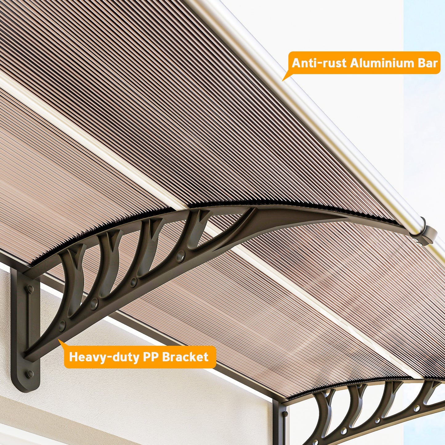 Outsunny Front Door Canopy, Outdoor Awning, Rain Shelter, 303 x 96cm , Brown