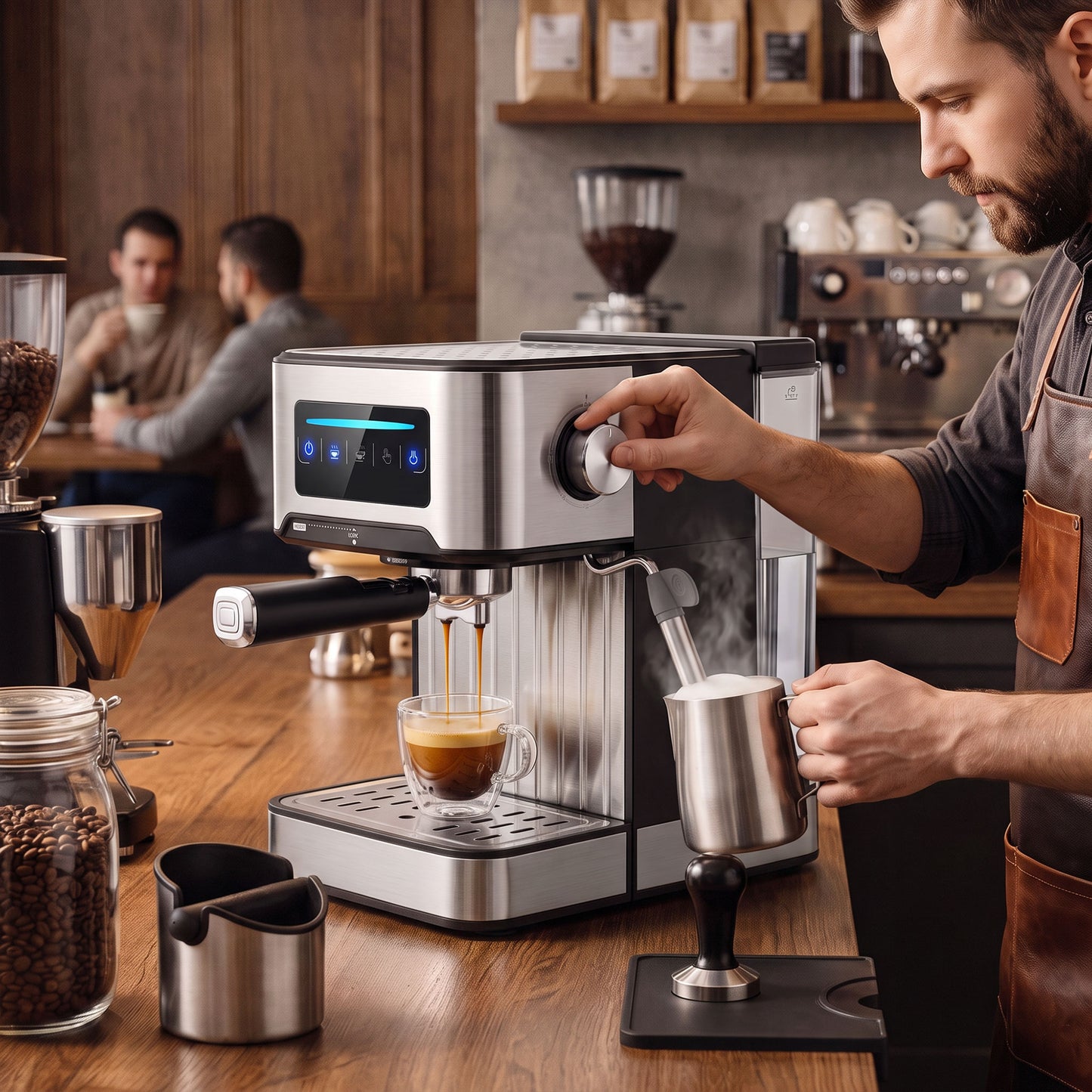 HOMCOM 20-Bar Espresso Machine With Frother Wand And Led Touch Controls