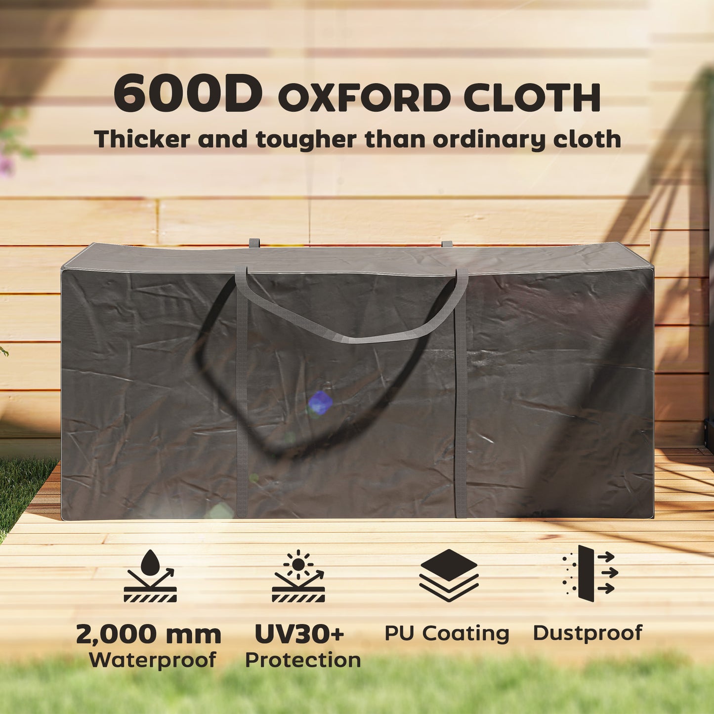 Outsunny 720 L Waterproof Garden Cushion Storage Bag Black Outdoor Cushion And Patio Accessory Storage