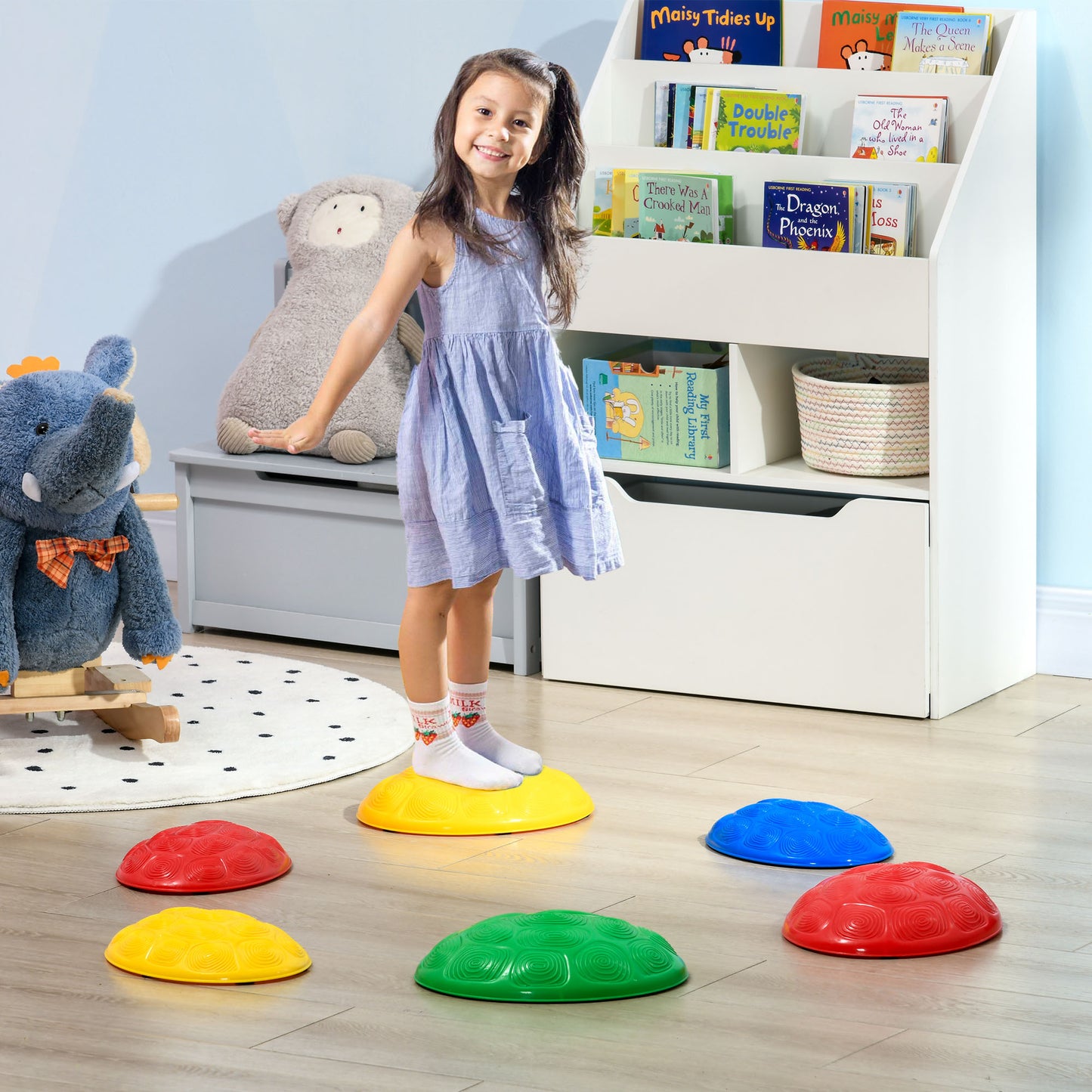 AIYAPLAY Colorful 6-Piece Kids Stepping Stones Set with Non-Slip Mats for Indoor and Outdoor Fun – Sensory Balance Toys for Ages 3-8 - ALL4U RETAILER LTD