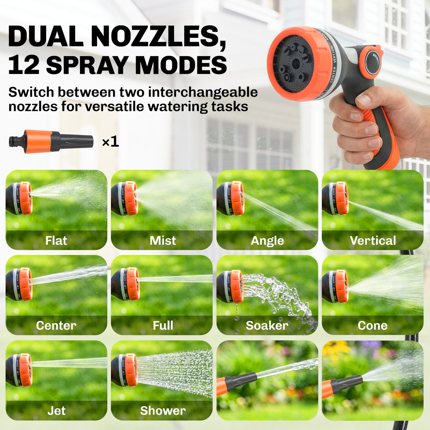 Outsunny Retractable Hose Reel Wall Mounted With Auto Retraction Self Locking Slow Return 12 Pattern Nozzles 23m Hose