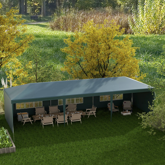 Outsunny 9 By 3 M Party Tent Gazebo Marquee Outdoor Patio Canopy Shelter With Windows And Side Panels Green