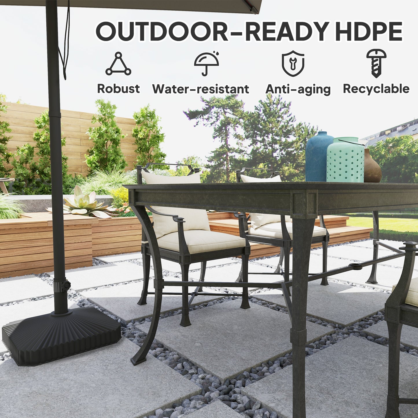 Outsunny Patio Umbrella Stand Heavy Duty Outdoor Parasol Base Sand Water Filled Black