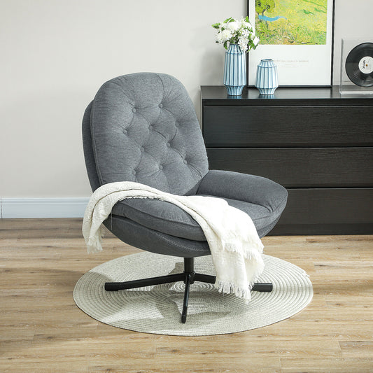 HOMCOM Grey Chenille 360° Swivel Armchair with Padded Seat and Modern Design for Living Room, Bedroom, and Office - ALL4U RETAILER LTD