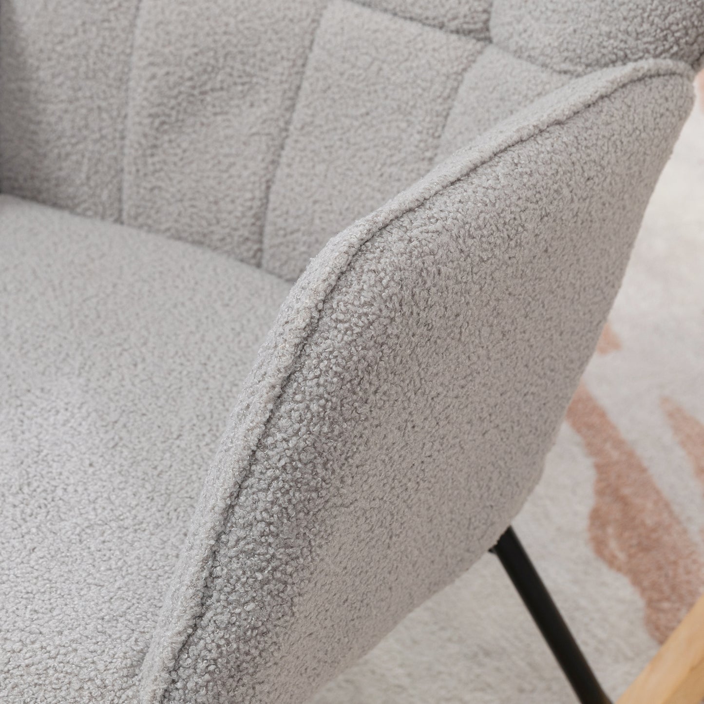 HOMCOM Light Grey Wingback Rocking Chair with Berber Fleece Upholstery for Nursery and Living Room - ALL4U RETAILER LTD