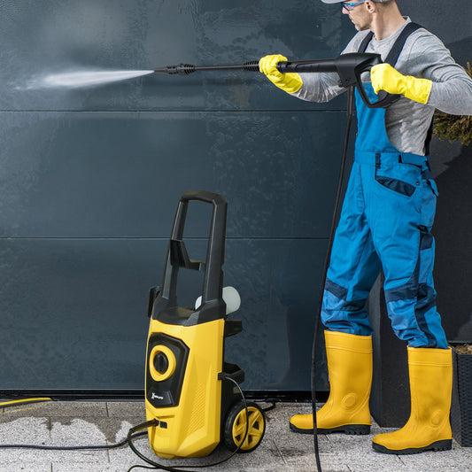 Durhand 1800W High Pressure Washer 150 Bar 510 LPH Flow 6M Hose Snow Foam Bottle For Car Garden Furniture Yellow