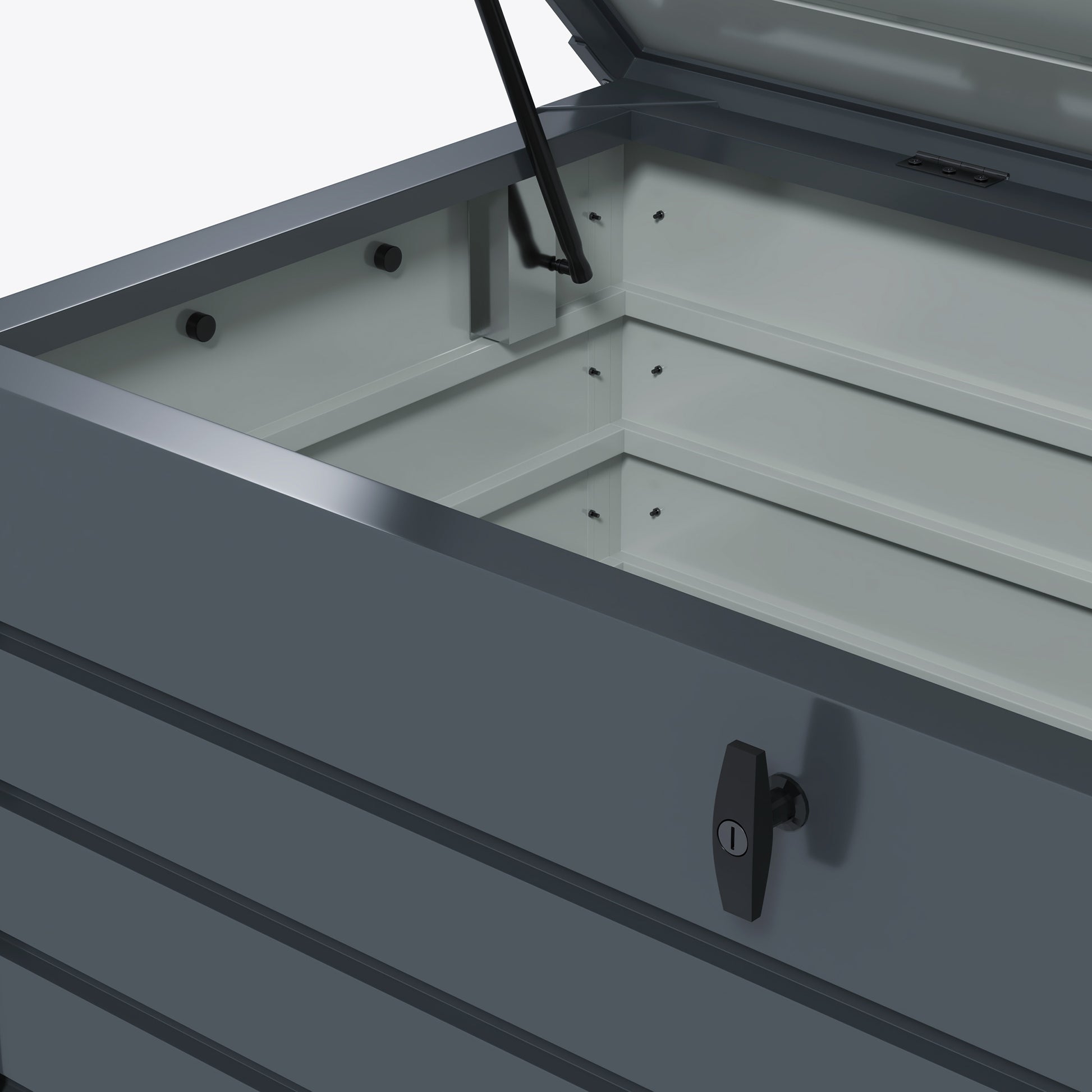 Outsunny Galvanised Steel Outdoor Storage Box with Wheels and Lock, 311L Garden Organizer in Dark Grey - ALL4U RETAILER LTD