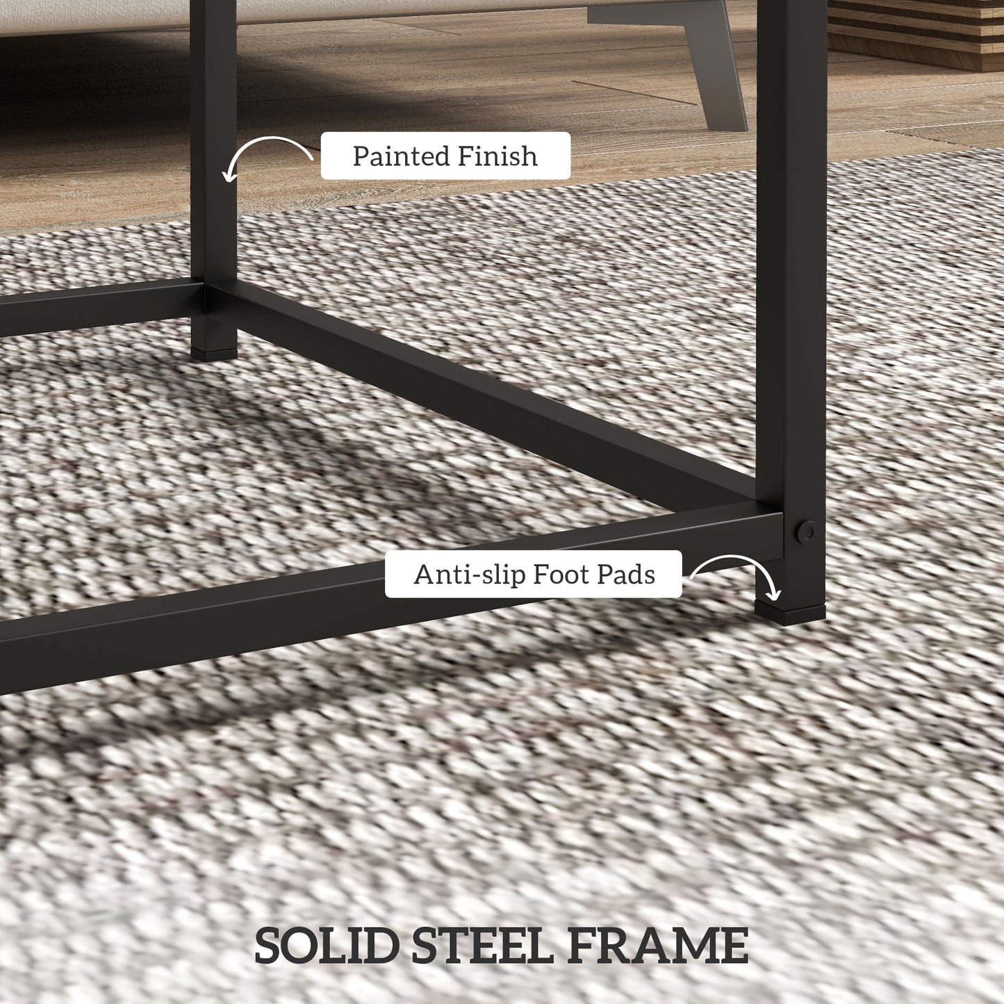 HOMCOM Nesting Coffee Table Set Of 2 With 3.5 Centimeter Thick Tabletops Grey Living Room Or Bedroom