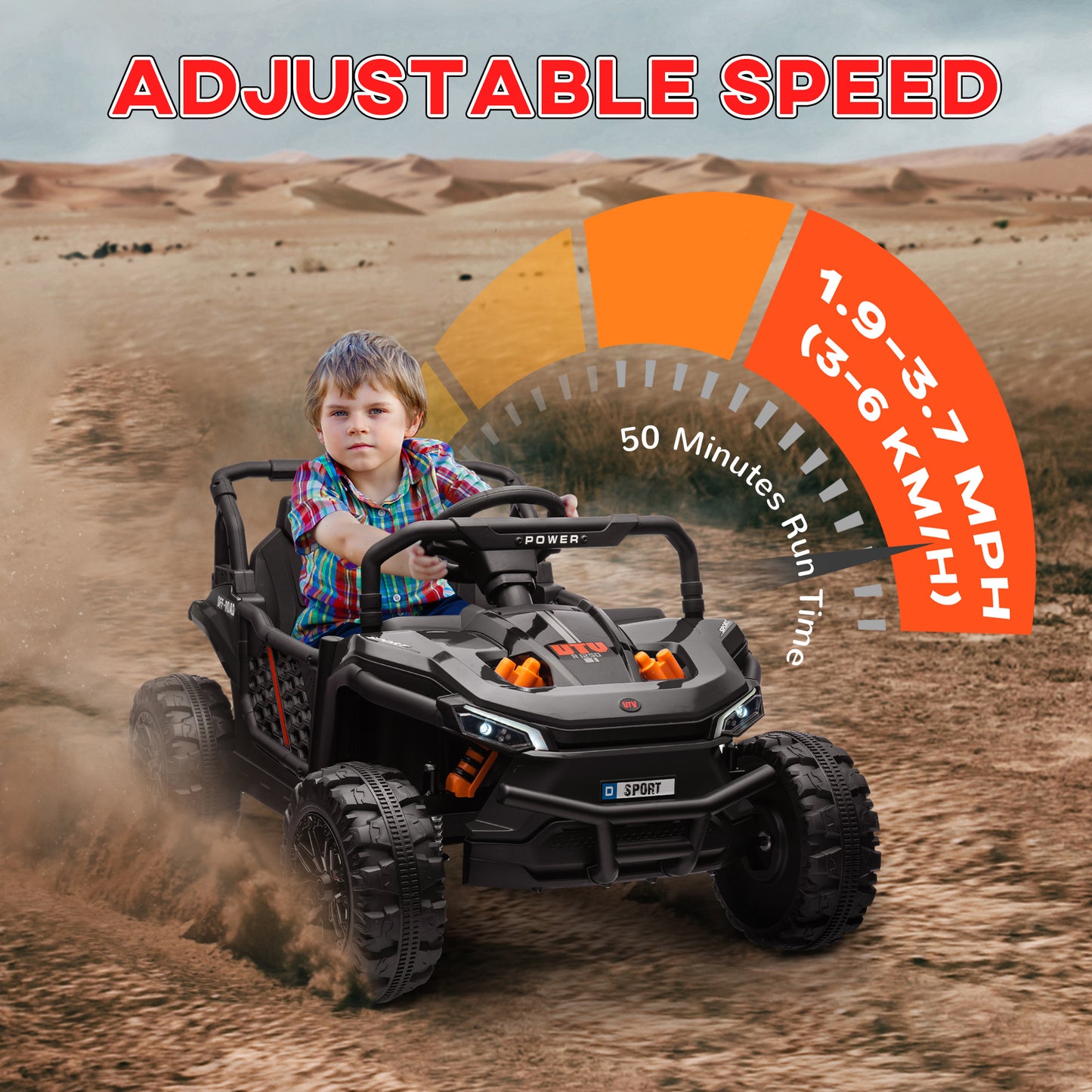 AIYAPLAY 12V Remote-Controlled Electric Ride-On Truck with 4 Suspension Wheels, Music & Lights for Kids Aged 3-5 - Black