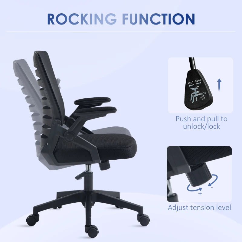 Vinsetto Black Adjustable Height Work Chair 44-53.5cm with Mesh Back - Ergonomic Office Seating - ALL4U RETAILER LTD