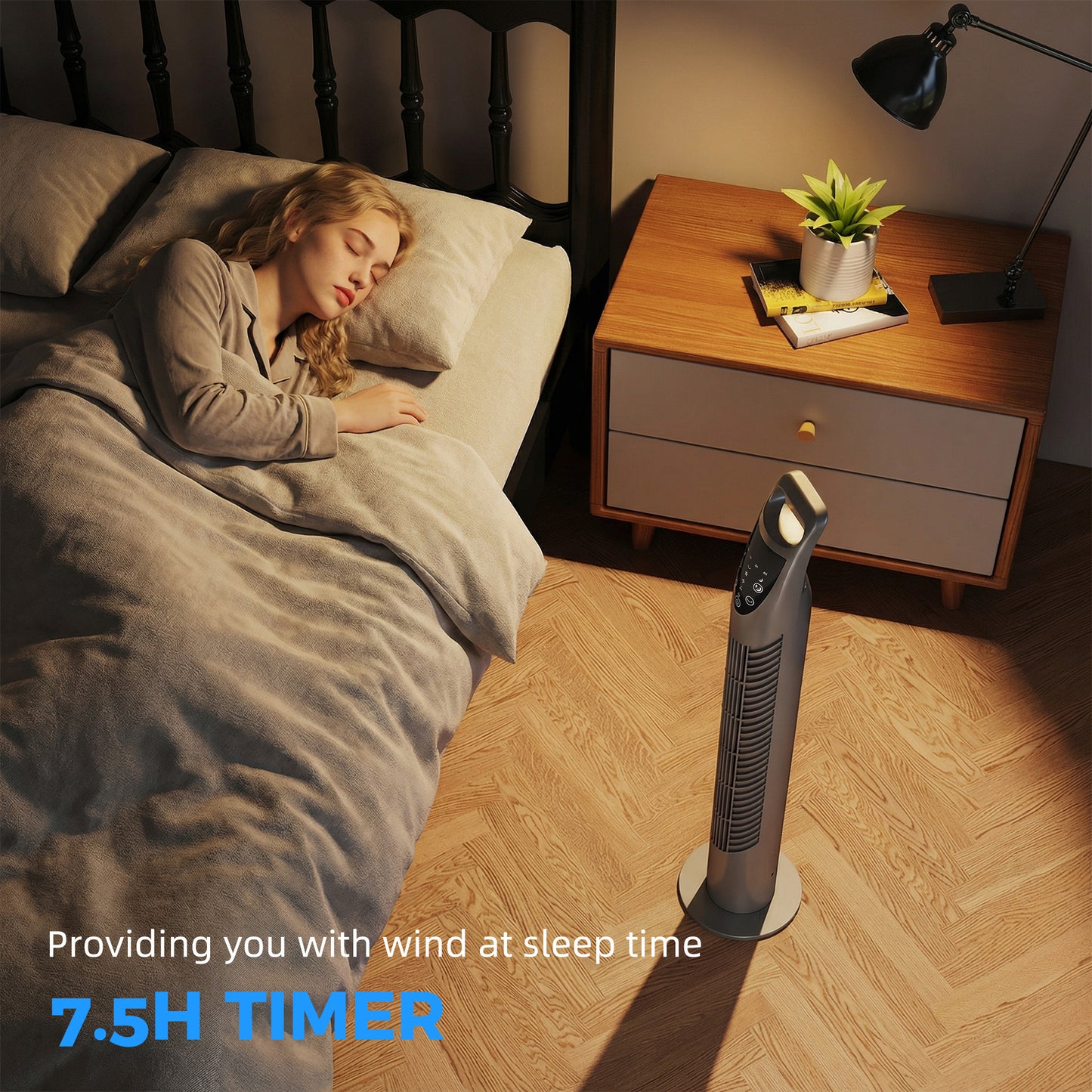 HOMCOM Tower Fan Oscillating With Remote Control 3 Speeds 3 Wind Modes 40W Quiet Grey