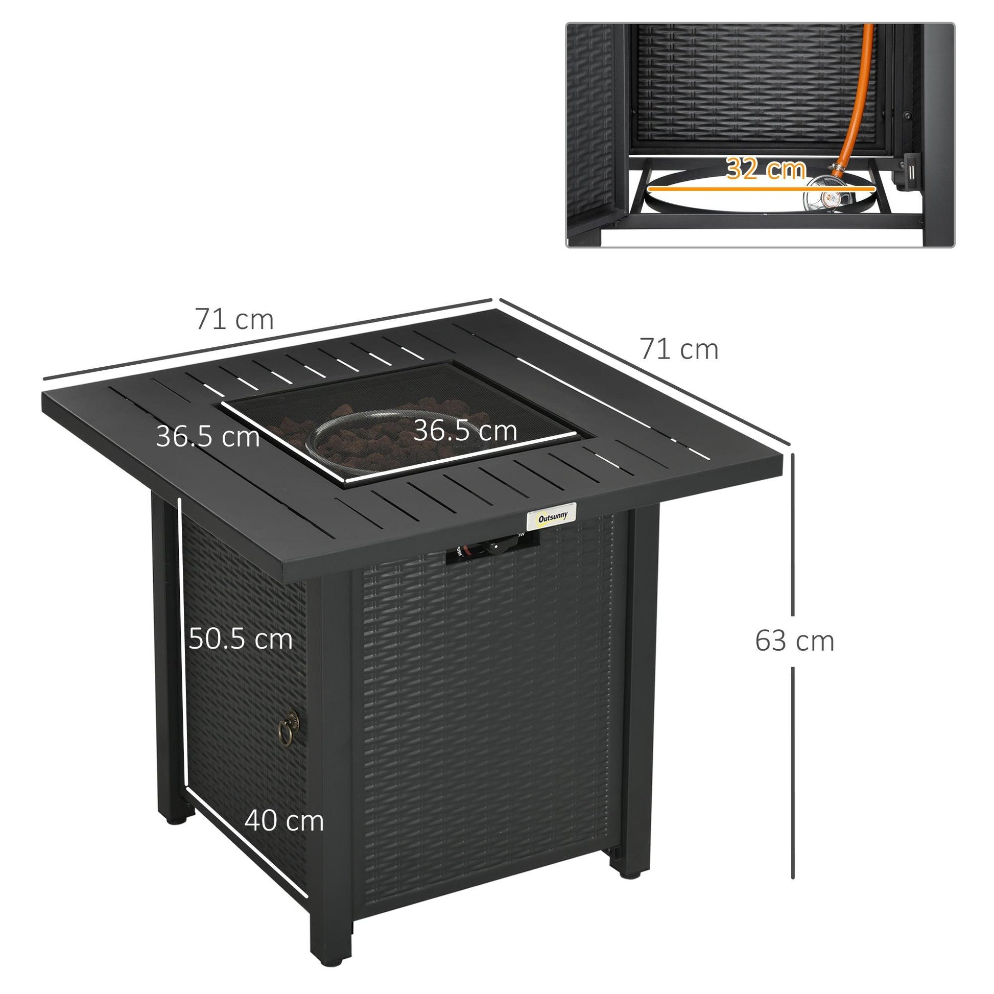 Outsunny 40,000 BTU Gas Firepit Table with Protective Cover, Spark Guard - ALL4U RETAILER LTD