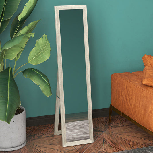 HOMCOM Full Length Mirror 37 X 157 cm Rectangular Full Body Mirror Grey Living Room And Bedroom Hanging Or Freestanding