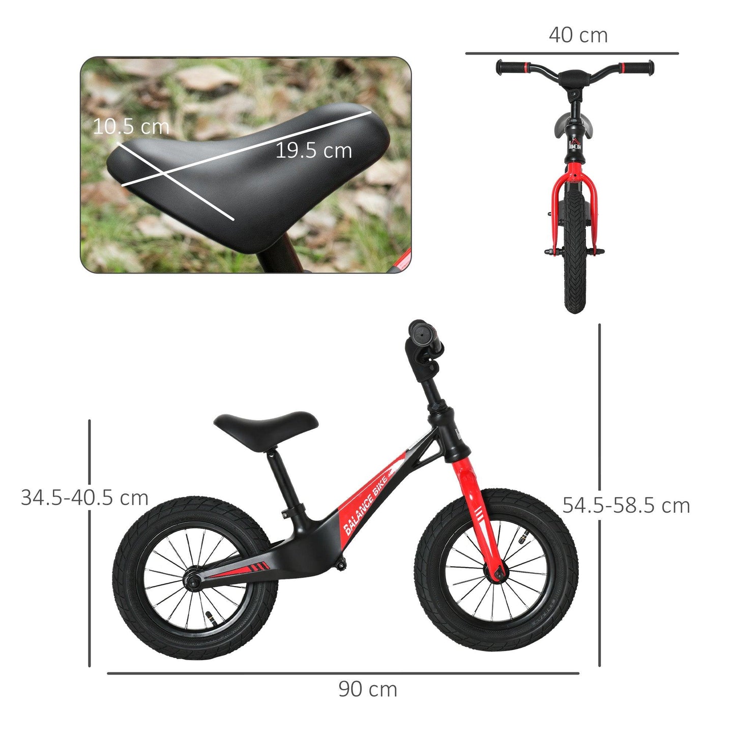 HOMCOM 12 Inch Kids Balance Bike, No Pedal Bicycle w/ Adjustable Height - ALL4U RETAILER LTD