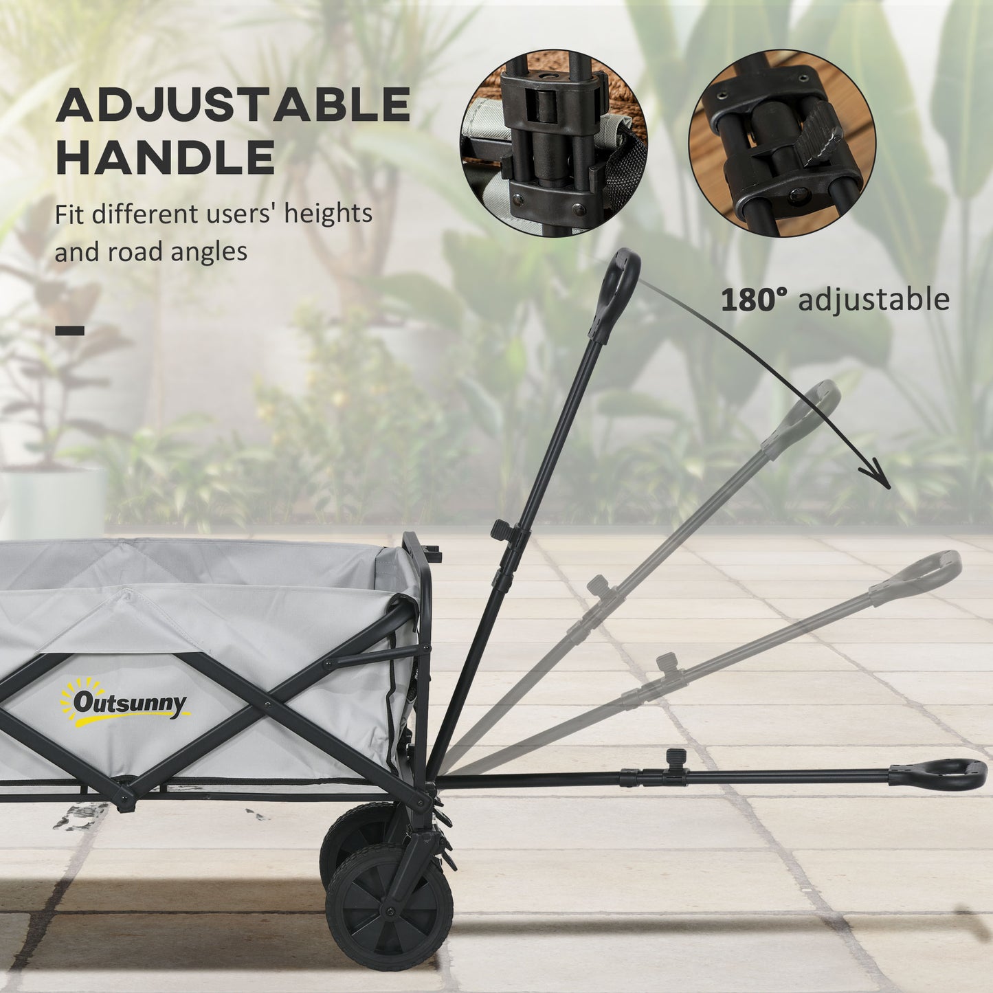 Outsunny Multifunctional Dark Grey Folding Cargo Wagon with Telescopic Handle and Heavy-Duty Wheels - ALL4U RETAILER LTD