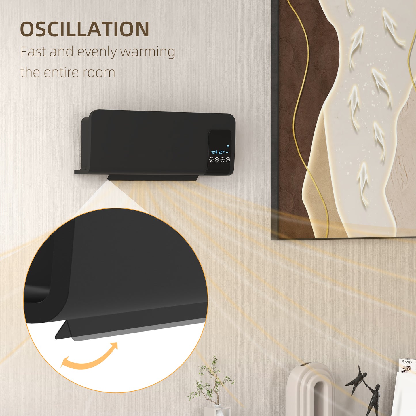 Homcom 2000W Wall Mounted Heater With 18 To 45 C Temperature Range Black Finish Included