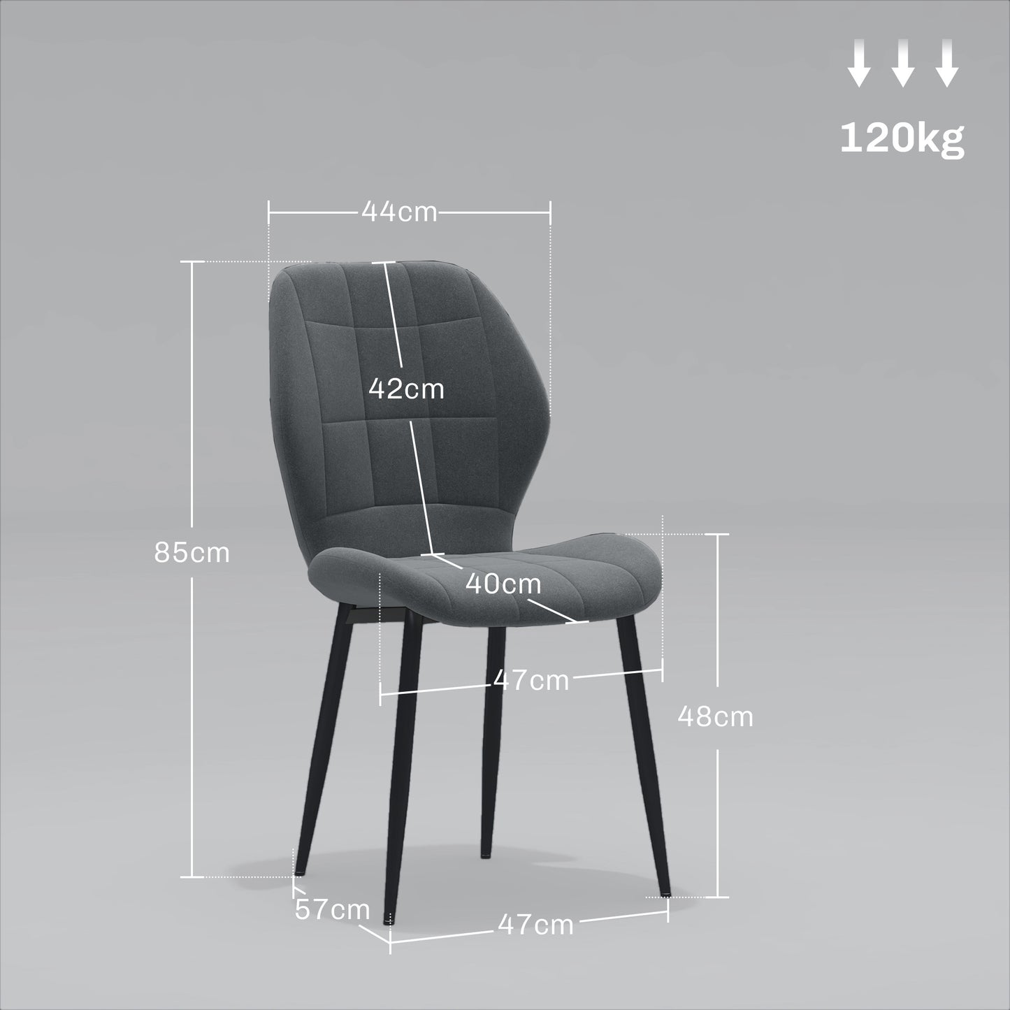 HOMCOM Set of Four Dark Grey Flannel Tub Dining Chairs - ALL4U RETAILER LTD