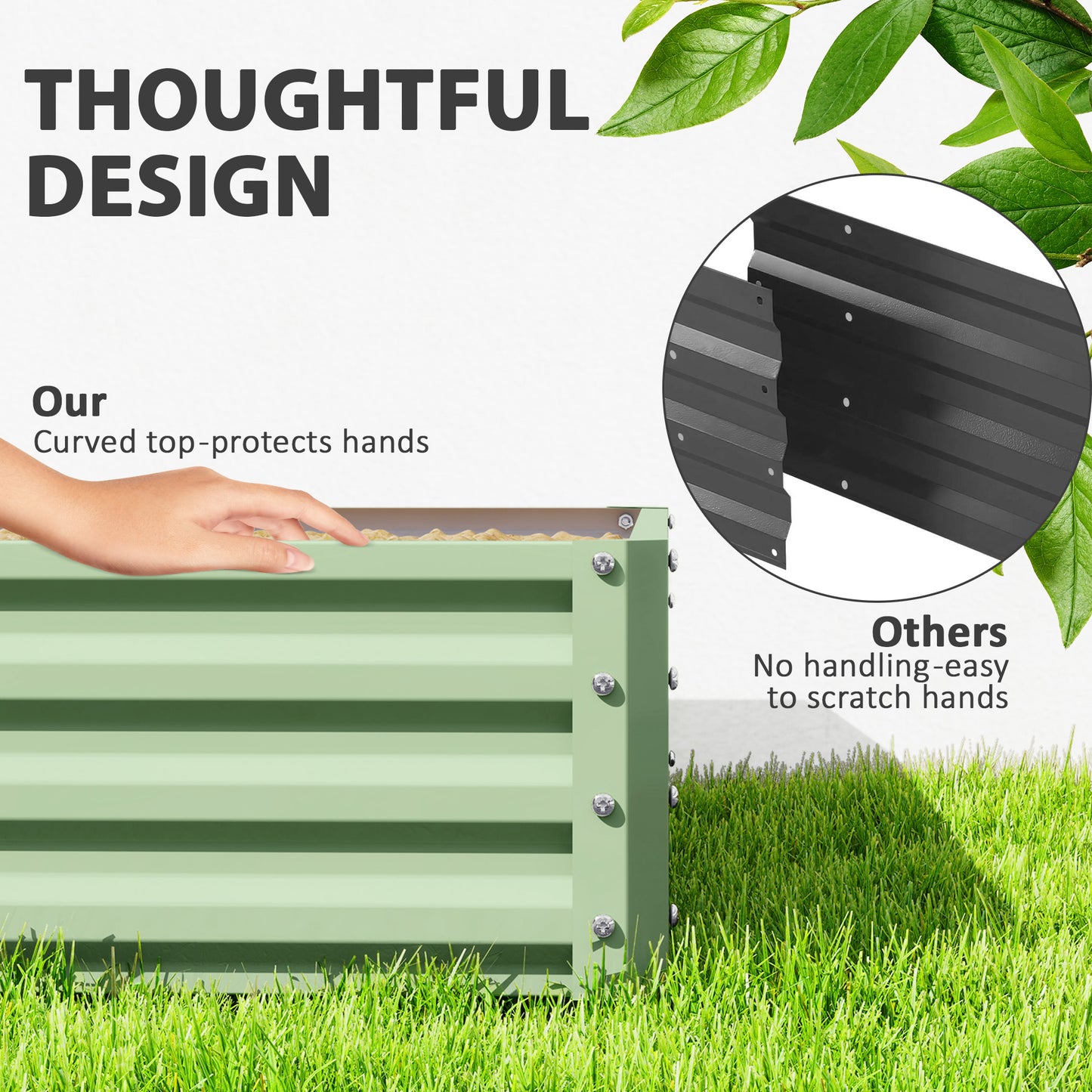 Outsunny Square Raised Garden Bed With Weatherized Steel Frame For Vegetables And Herbs 120 X 120 X 30cm Light Green