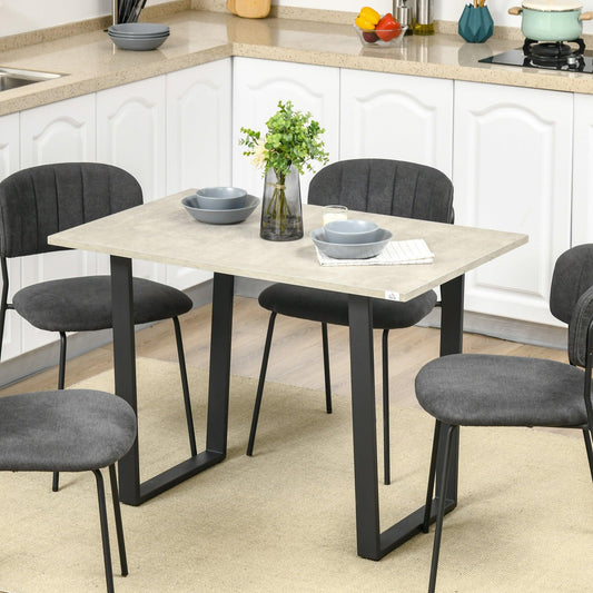 HOMCOM Modern Dining Table for 4, Adjustable Steel Base, Light Grey - ALL4U RETAILER LTD