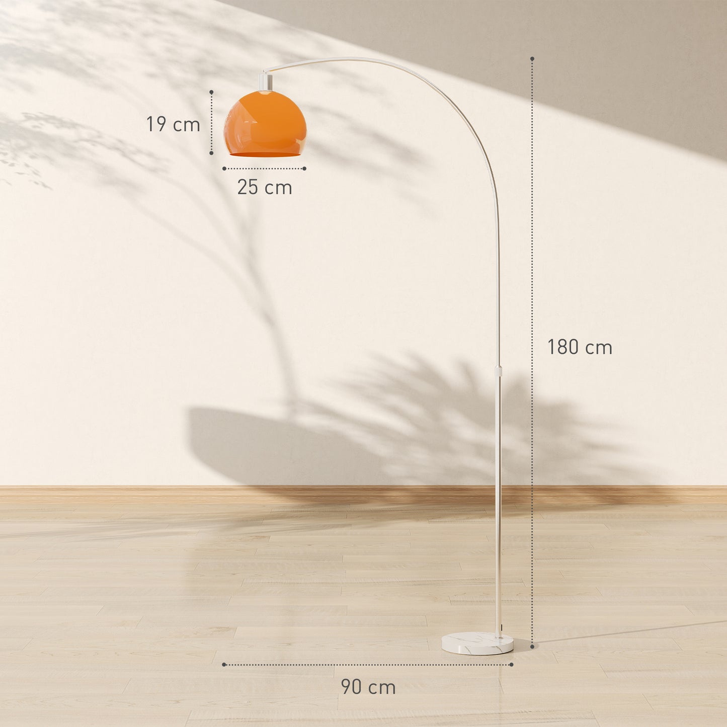 HOMCOM Floor Lamp For Living Room Modern Standing Lamp With Shade And Foot Switch Orange Marble Base Nickel Finish