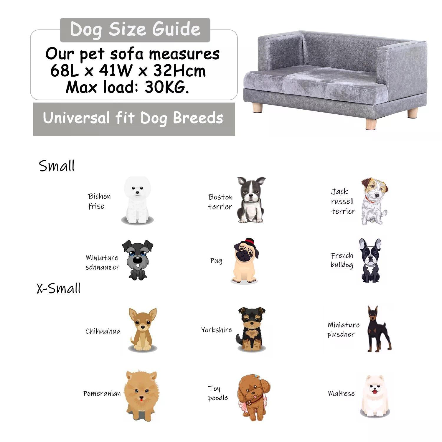 PawHut Grey PU Leather Elevated Pet Sofa Bed - ALL4U RETAILER LTD