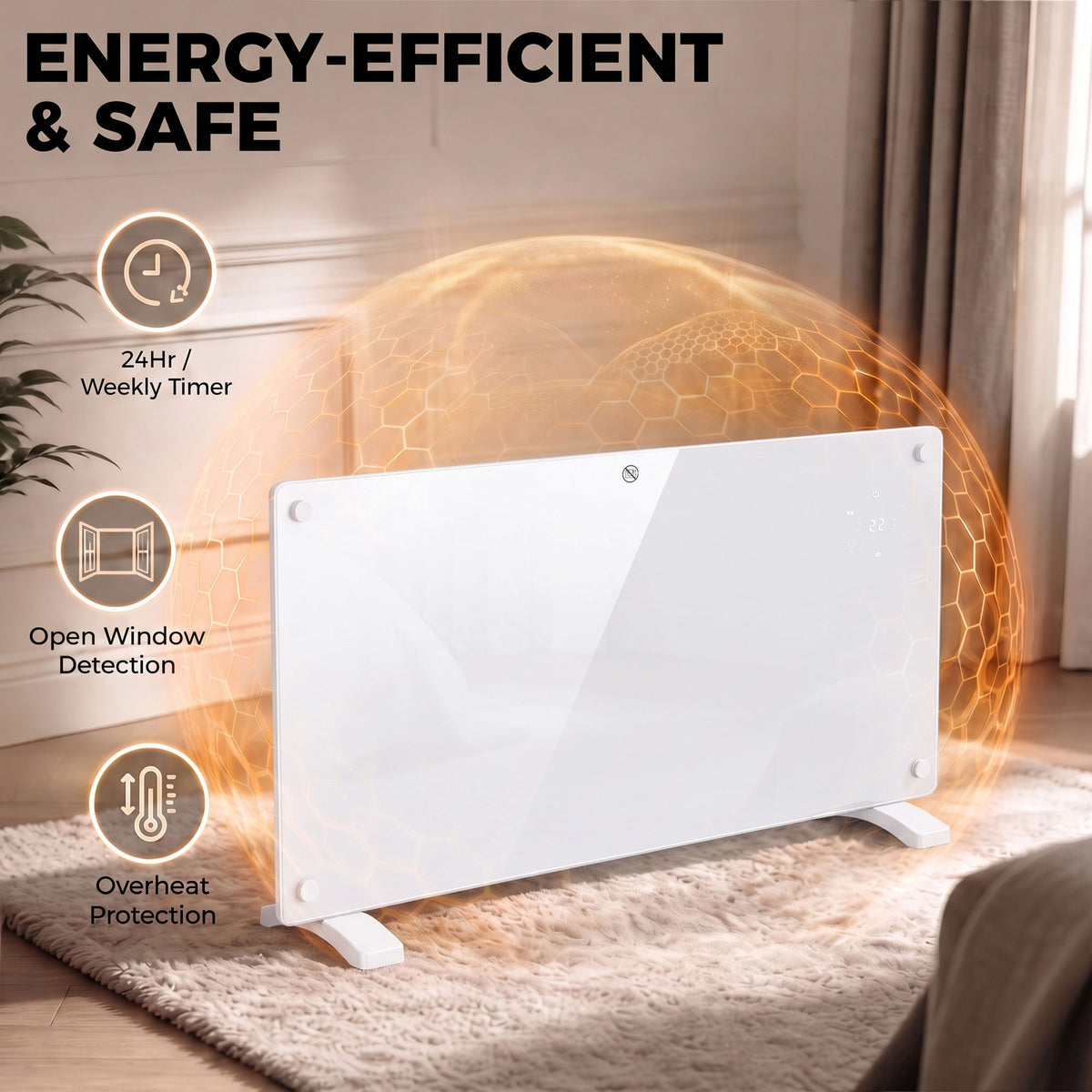 HOMCOM Smart Panel Heater Wall Mounted 2000W With App Control And Timer