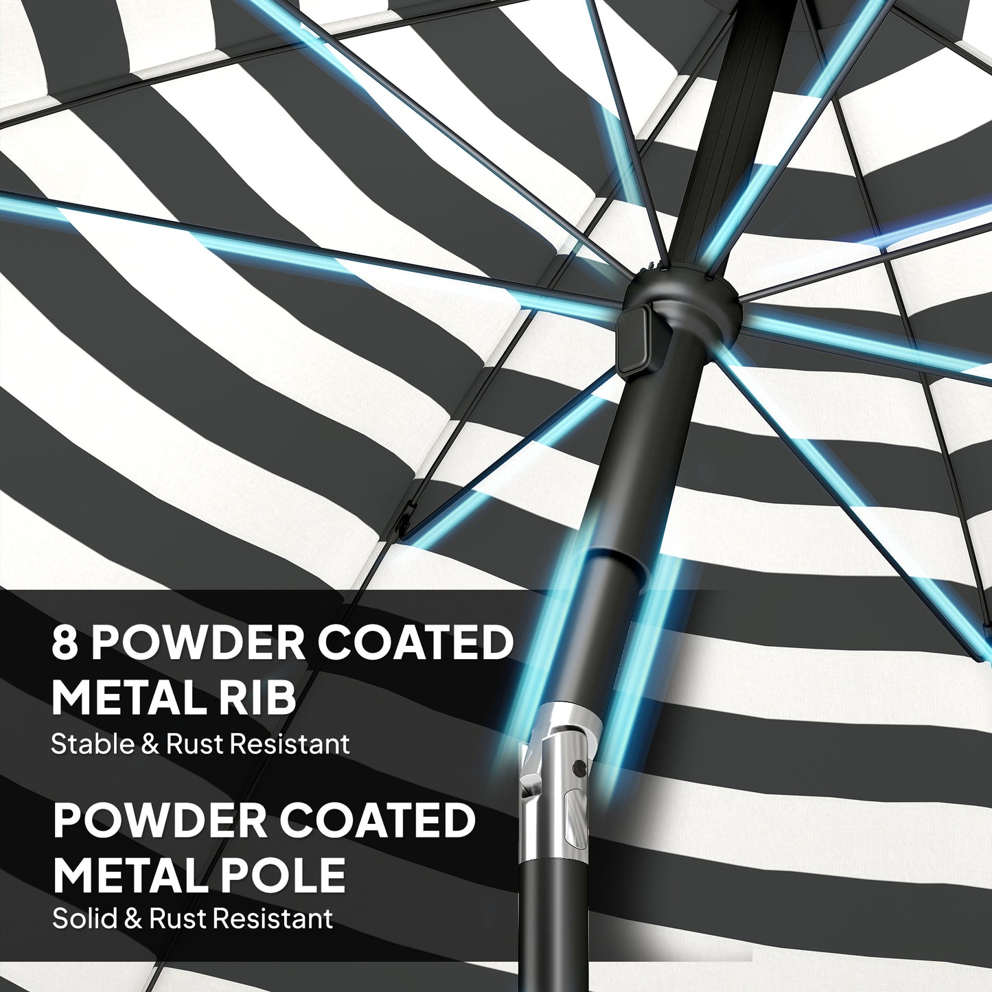 Outsunny 1.8m Beach Umbrella Parasol With Sand Anchor Tilting 30 Degree Canopy Adjustable Height Grey White