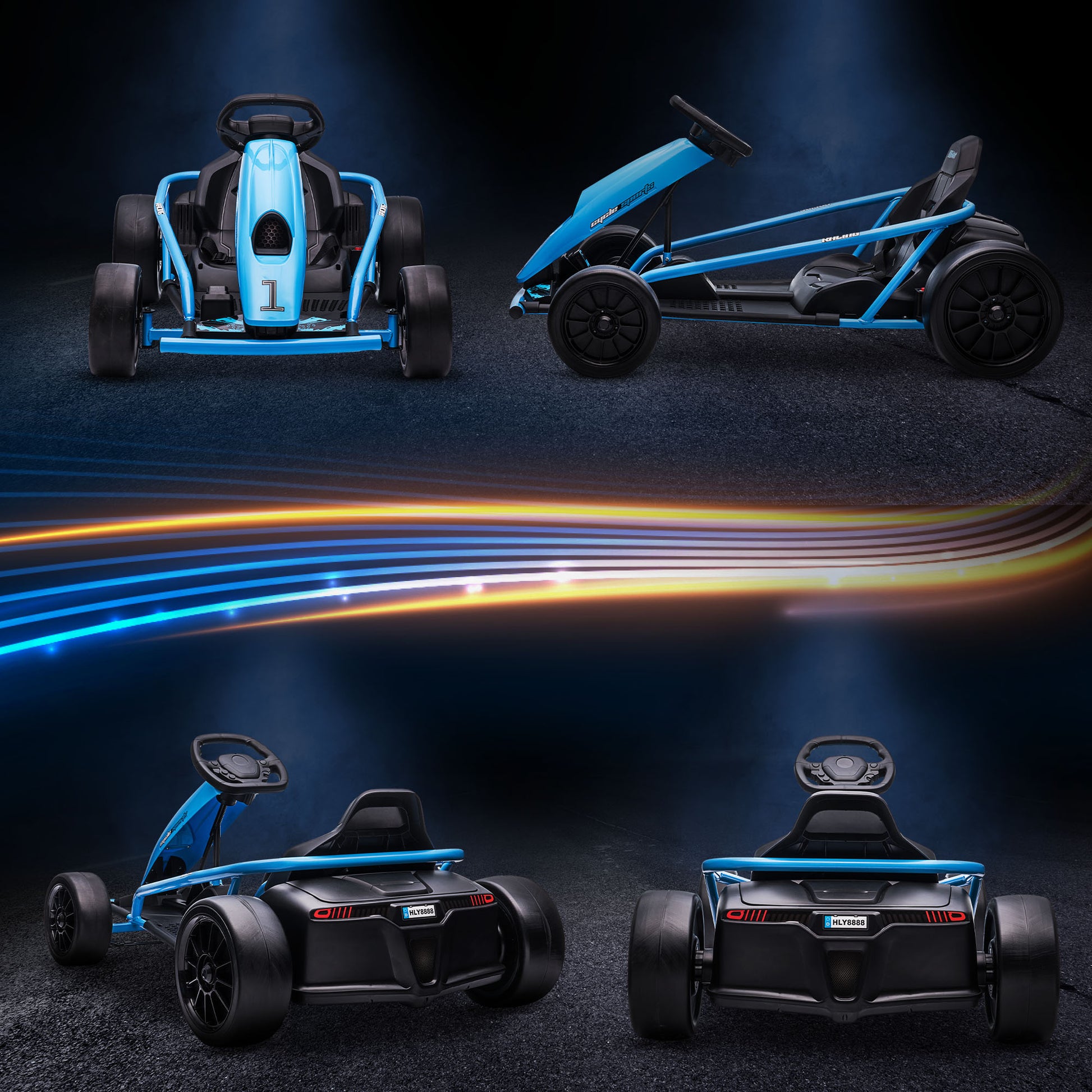 HOMCOM 24V Electric Go Kart for Kids Drift Ride On Racing Go Kart with 2 Speeds for Boys Girls Aged 8-12 Years Old Blue - ALL4U RETAILER LTD