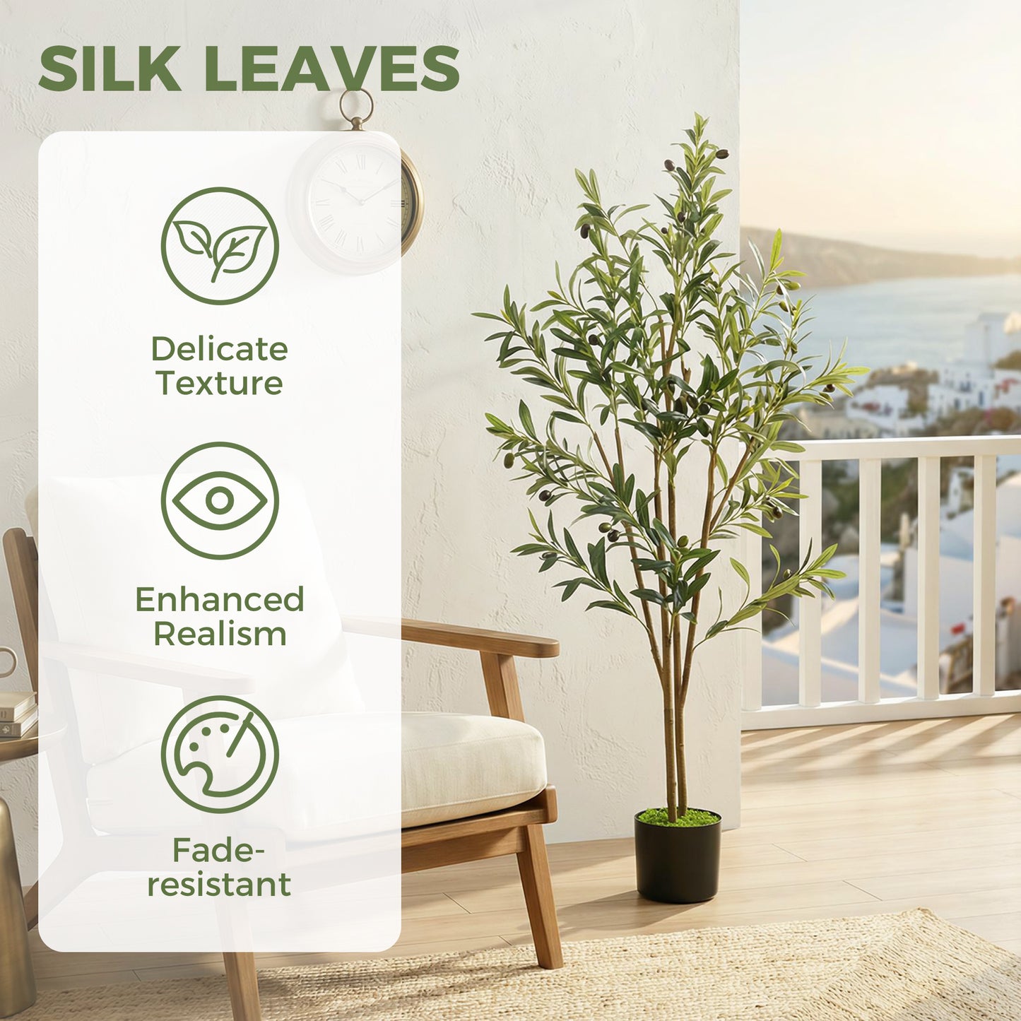 HOMCOM 120 Cm Silk Artificial Olive Tree With 303 Leaves In Cement Pot For Living Room Or Office Decor
