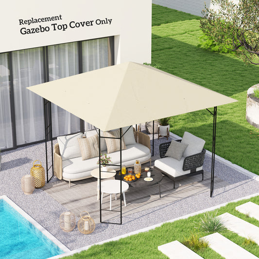Outsunny 3x3m Gazebo Replacement Canopy Top For 01-0867 Cream With PA Coated Polyester UPF30