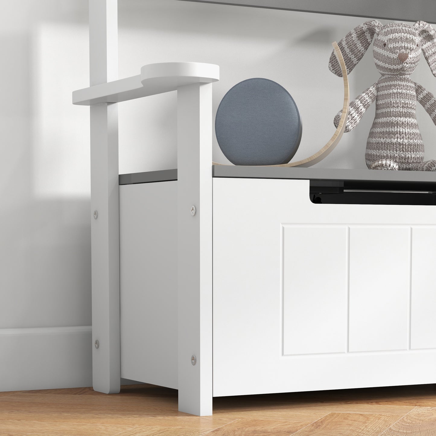 AIYAPLAY 2 In 1 Toy Box Storage Bench With Lid For Kids Bedroom Nursery Playroom Grey