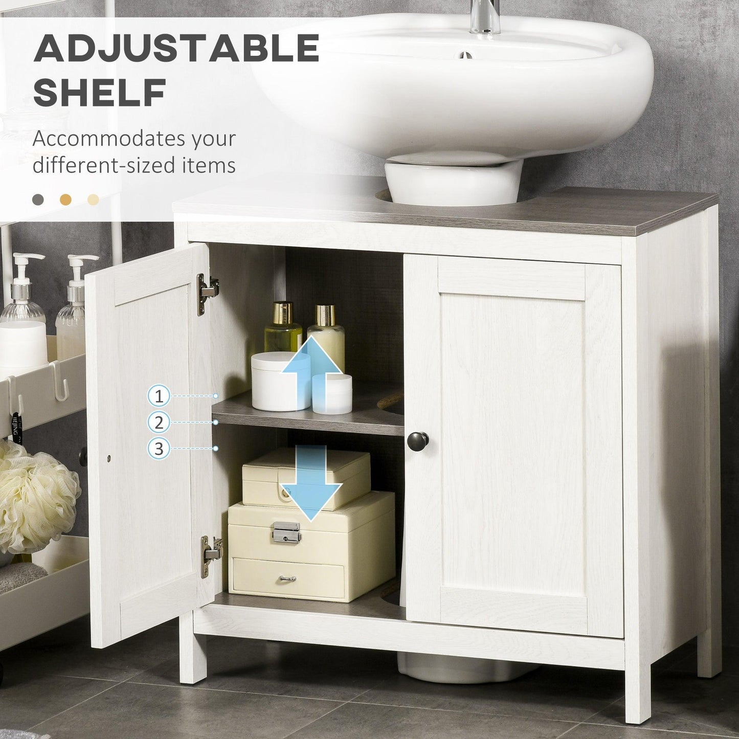 Kleankin Antique White Bathroom Cabinet - ALL4U RETAILER LTD