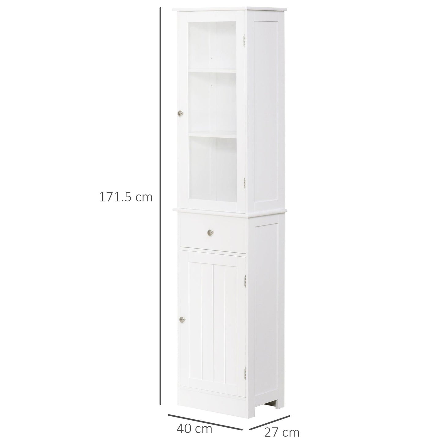 Kleankin Bathroom Cabinet - White 3-Tier Shelf - ALL4U RETAILER LTD