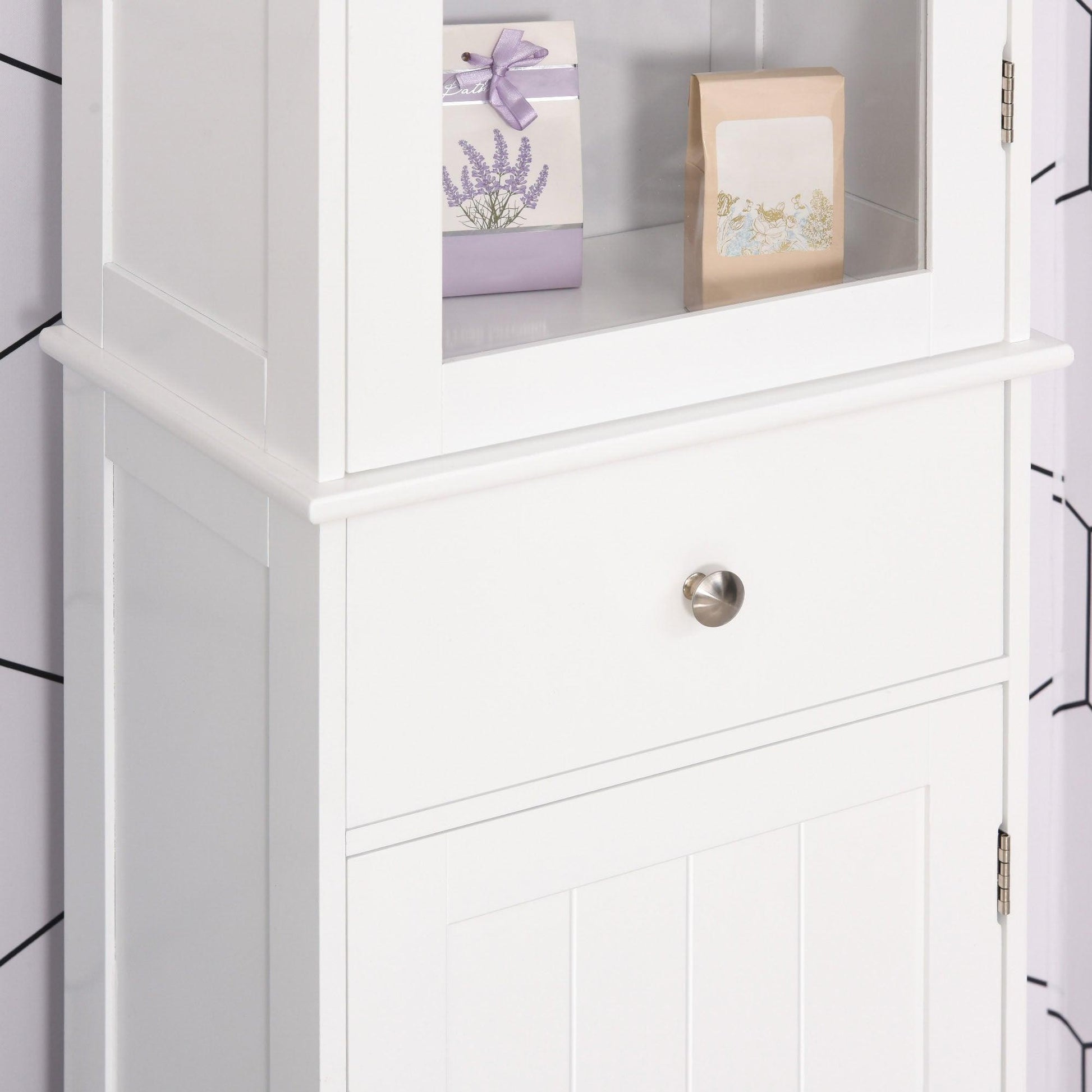 Kleankin Bathroom Cabinet - White 3-Tier Shelf - ALL4U RETAILER LTD