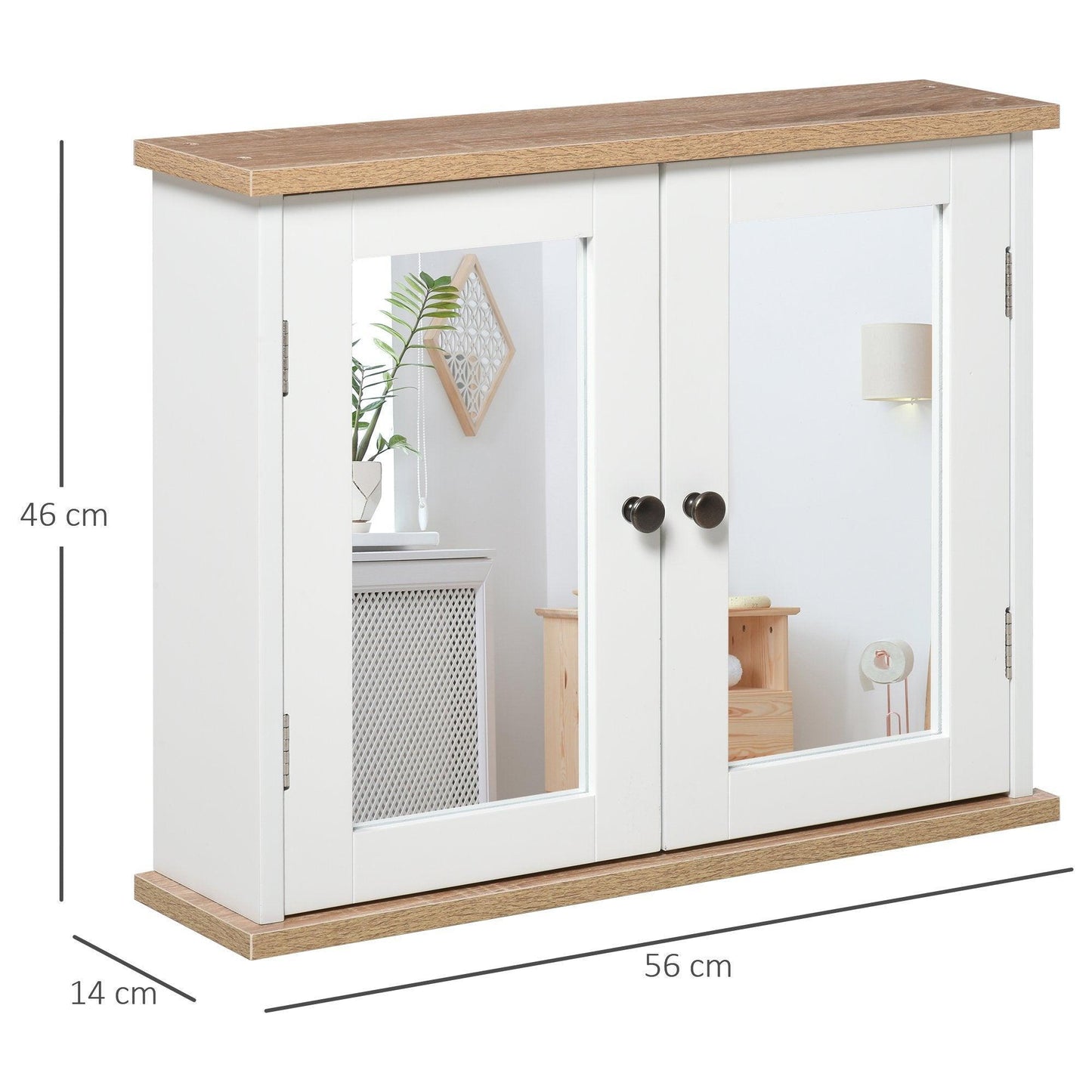 Kleankin Bathroom Mirror Cabinet: Double Door, Adjustable Shelf - ALL4U RETAILER LTD